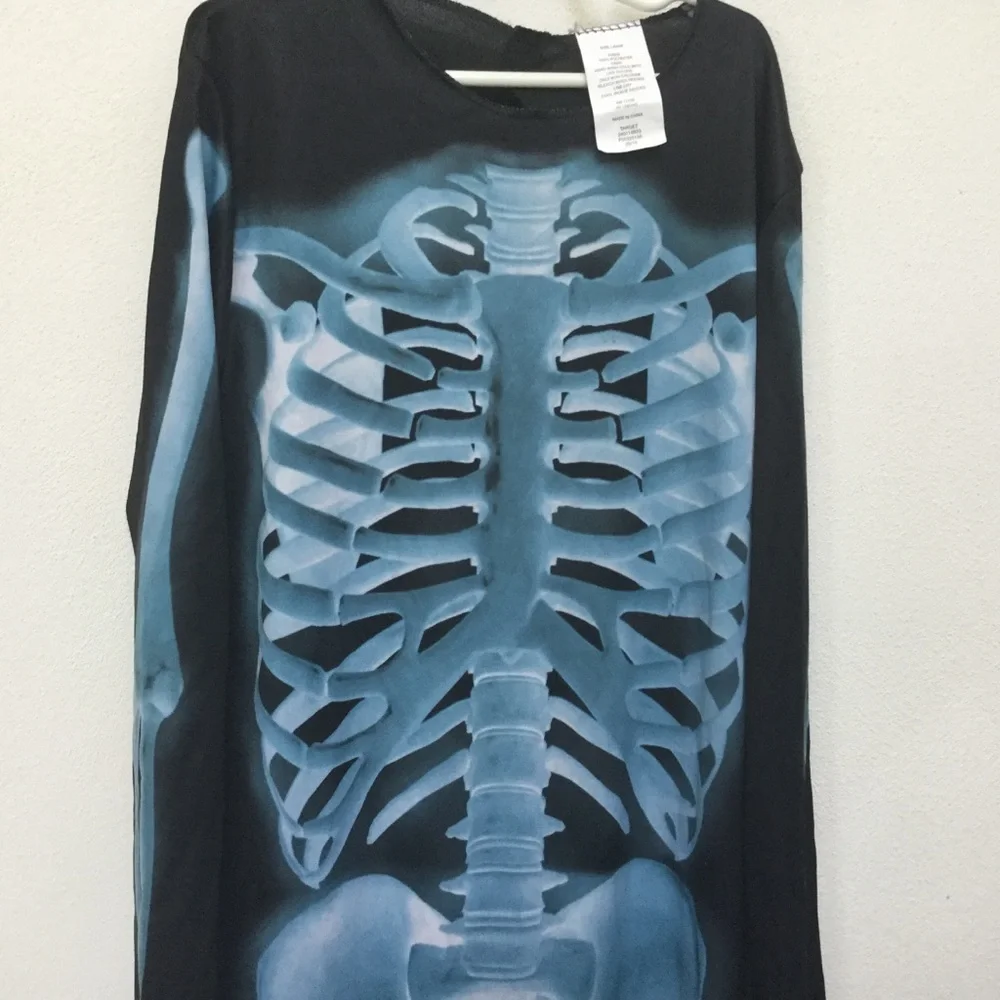 X-Ray Skeleton Bones One Piece Costume Kids Size Large Halloween Dress Up